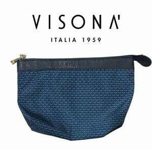 Visona Italia 1959 Blue Patterned Cosmetic Pouch